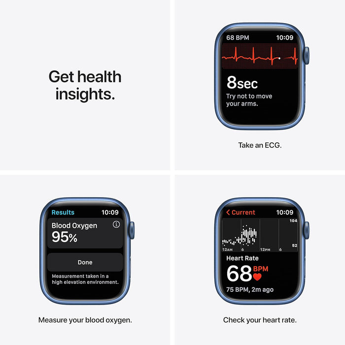 Apple Watch Series 7 (GPS, 45mm) Smart watch - Midnight Aluminium Case with Midnight Sport Band - Regular. Fitness Tracker, Blood Oxygen & ECG Apps, Always-On Retina Display, Water Resistant (Renewed)