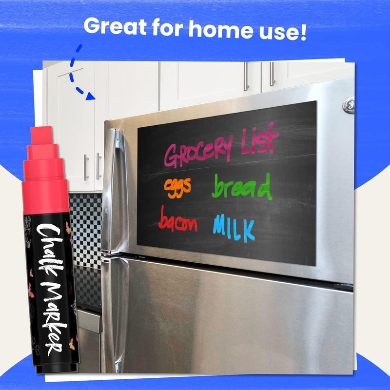 Chalkola Liquid Chalk Markers Erasable (10 Pack) w/Gold & Silver - Washable Paint Chalk Pens for Chalkboard Signs, Blackboard, Car Window, Bistro, Glass, Board - Neon Wet Wipe 6mm Reversible Bold Tip