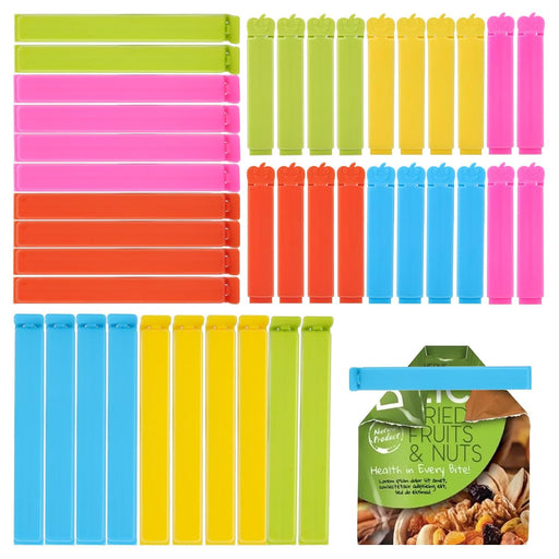 Tahbarshi 40PCS Food Storage Bag Clips Bag Sealing Clips for Food Storage Bags in 2 Sizes & 5 Colors Keep Food Fresh Convenient for Food and Sandwich Bags