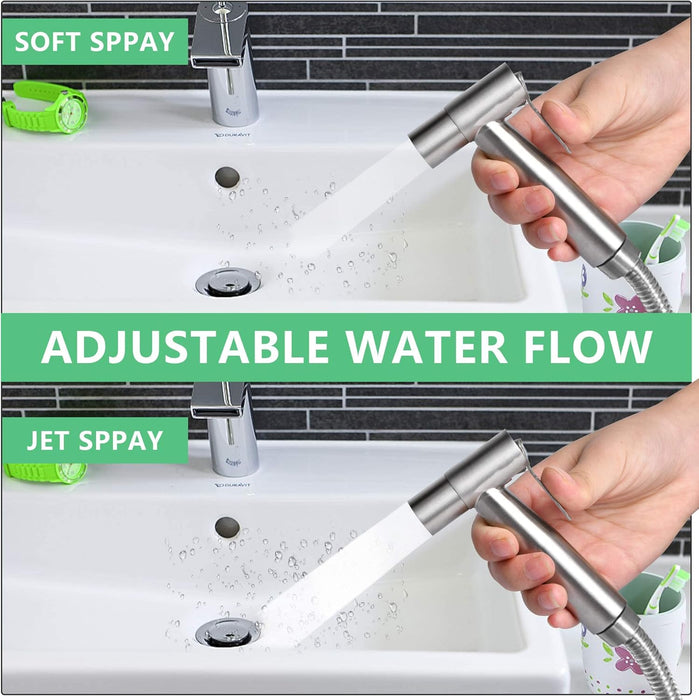 2 Pcs Handheld Bidet Sprayer, Stainless Steel Brushed Nickel Sprayer Toilet Bathroom Shower Head (Style2)
