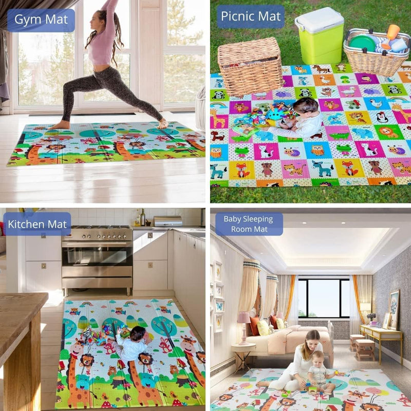Delopik Foldable Baby Play Mat, Waterproof Foam Floor Baby Crawling Mat -FR137-1 (150 * 180 cm) (Multi Design)