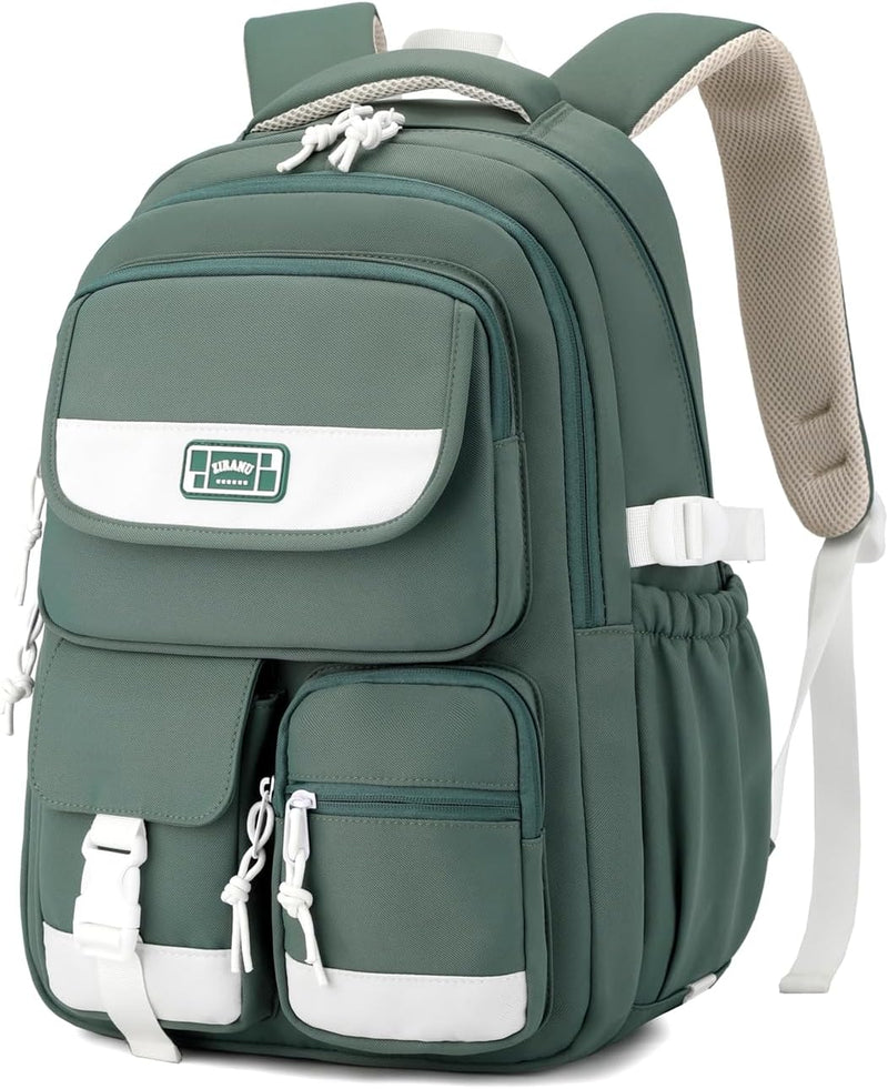 Cute Girls Backpack,Kids School Backpack for Girls Boys,Elementary Middle School Bags Lightweight Bookbag for Teens - Style-a Green