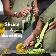 Oasisgalore Stainless Steel Julienne Peeler with Grater,Slicer Vegetable Cutter Potato Cutter Blades Cucumber Slicers for Carrot