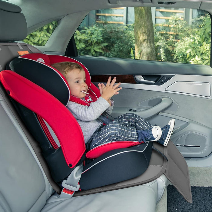 Smart elf Car Seat Protector, 2Pack Seat Protector Protects Child Seats with Thickest Padding and Non-Slip Backing Mesh Pockets for Baby and Pet, Black