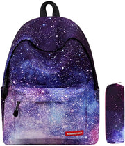 Casual Backpack SchoolBag for Girls Kids Boys Teenagers Galaxy Star Waterproof With Pencil Case High Capacity 14 in Laptop Travel Bag