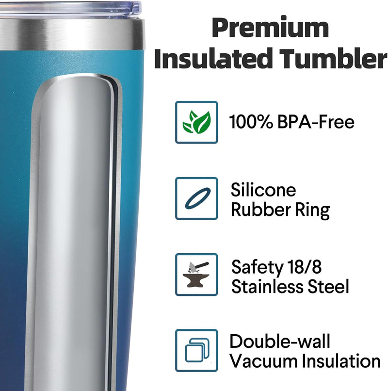 Volhoply 20oz Stainless Steel Tumbler with Lid and Straw,Double Wall Insulated Travel Iced Coffee Mug Fits Car Cup holder,Powder Coated Cups for Hot and Cold Drinks,Gifts for Women Men（White,1 Set）