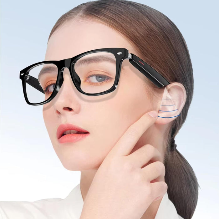 Smart Audio Glasses MG02 – Bluetooth 5.3 Touch Control Super Bass Hands-Free Calls | Open-Ear Wireless Sunglasses Lightweight Stylish Black | for iPhone Samsung Huawei, One Size