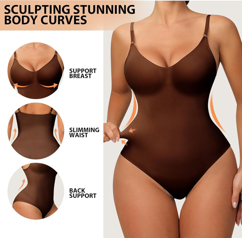 Strapless Shapewear Bodysuit Tummy Control Full Body Shapewear Seamless Butt Lifter Mid Thigh Jumpsuit Tops