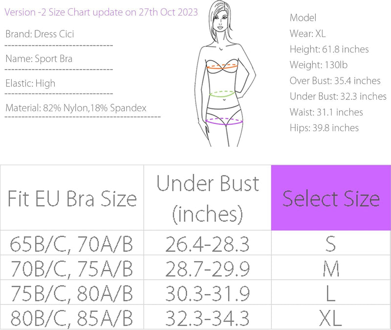 Dress Cici Longline Racerback Sports Bra, High Impact Bra for Running, Gym, Yoga