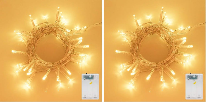 ANJAYLIA LED Fairy String Lights,ANJAYLIA 10Ft/3M 30leds Firefly String Lights Garden Home Party Wedding Festival Decorations Crafting Battery Operated Lights(Warm White) - Warm White 20Ft (Pack of 2)