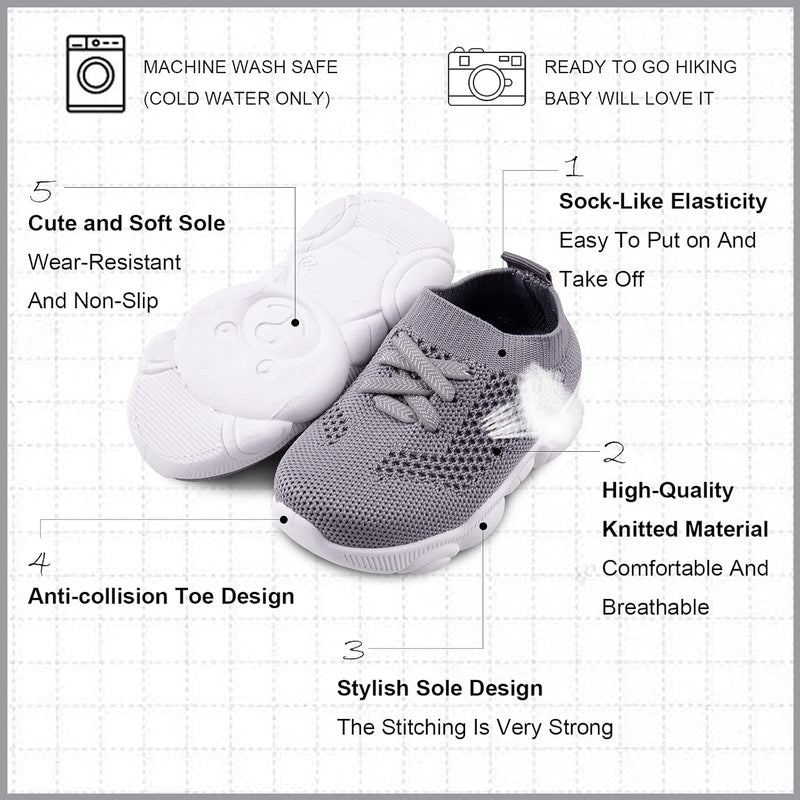 Baby First Walking Shoes 1-4 Years Kid Shoes Trainers Toddler Slip on Infant Waves Shoes Boys Girls Cotton Mesh Breathable Sneakers Outdoor