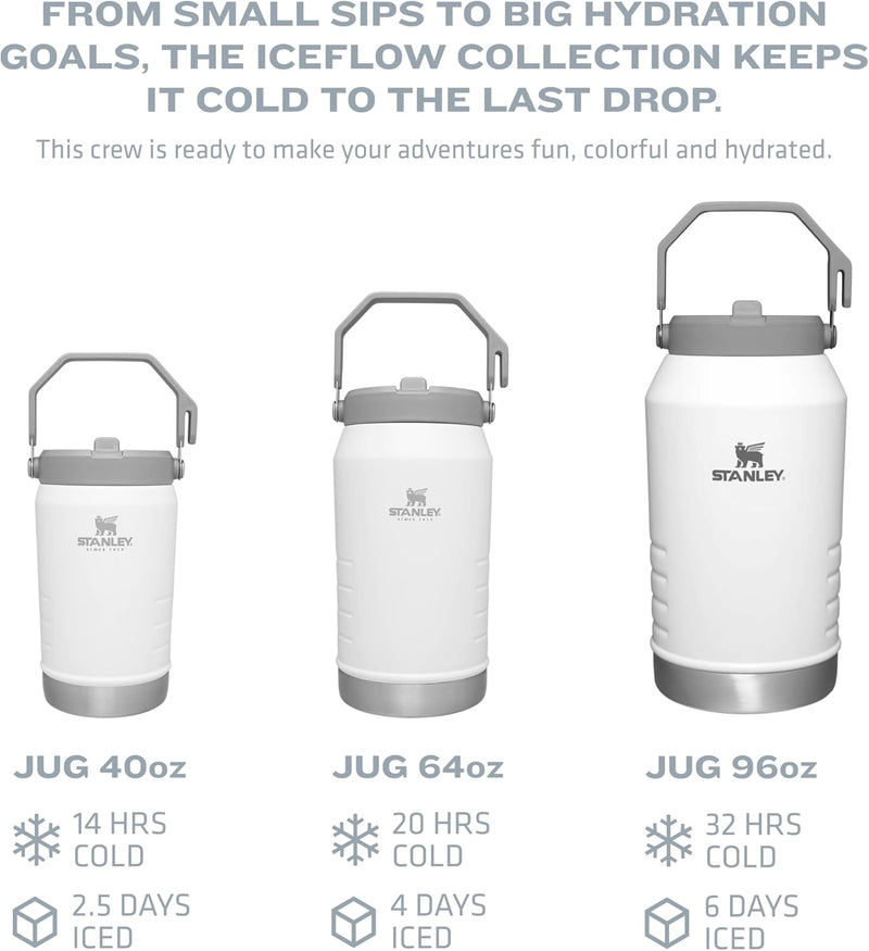 Stanley IceFlow Stainless Steel Water Jug with Straw, Vacuum Insulated Water Bottle for Home and Office, Reusable Tumbler with Straw Leakproof Flip
