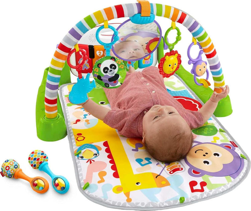 Fisher-Price Baby Playmat Deluxe Kick & Play Piano Gym Learning Toy & 2 Maracas Soft Rattles for Newborn to Toddler Play Ages 0+ Months