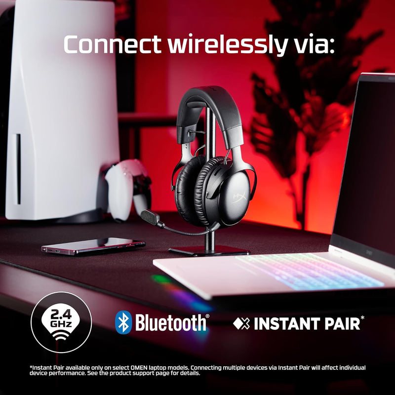 HyperX Cloud III S Wireless Gaming Headset for Multi-Platform, 2.4GHz, Bluetooth, Battery Life up to 120 Hours 2.4GHz / 200 Hours Bluetooth, 53mm Angled Drivers, 10mm Detachable Mic, Black