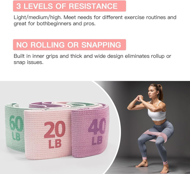 Azonee Fabric Resistance Bands for Working Out, Exercise Bands, Workout Bands Resistance for Women & Men, Booty Bands for Legs and Butt Yoga Pilates Rehab, Fitness Elastic Bands Set for Yoga