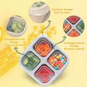 4Pcs Bento Lunch Box, Wheat Straw Snack Box Container, 4 Compartment Snack Lunchable Containers, Reusable Divided Bento Snack Box, Meal Prep Lunch Containers for School, Work Travel,Nuts Candy Fruit