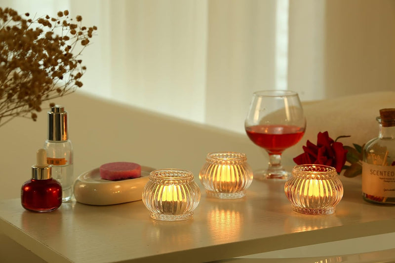 MAKINGTEC Clear Tealight Candle Holder Set of 12, Clear Glass Tealight Candle Holders for Wedding Party, Tea Light Candles Holder Bulk for Centerpiece Thanksgiving Christmas Party (2 X1.4, Clear)
