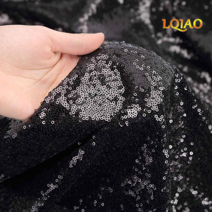 LQIAO 2 Panels Light Gold Sequin Backdrop Glitter Fabric for Wedding Birthday Parties Shimmer Wall-2x8ft