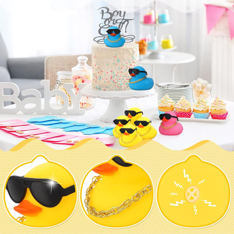 36 Pcs Mini Rubber Ducks Glow in The Dark Rubber Frogs Baby Shower Tiny Rubber Ducks Bulk, Float Bath Toys Bathtub Duckies Mini Frogs for Shower Birthday Party Favors Carnival Gift (Hat Style)