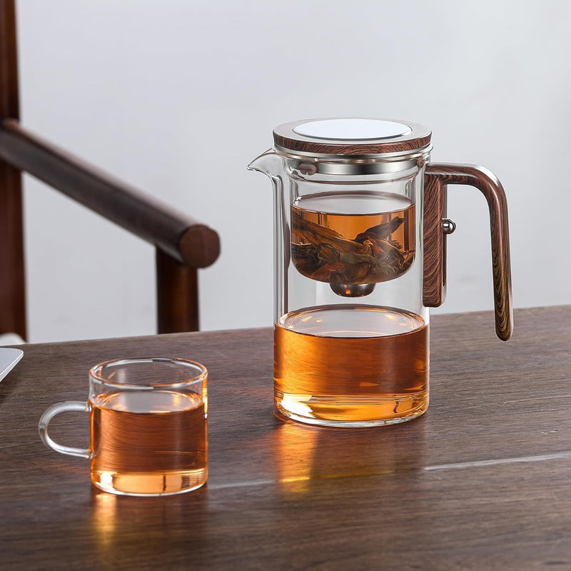 Angju Enchanti Tea Pot, Glass Teapot with Infuser, Magic Witchcraft Enchanted Tea Kettle with Strainer for Water Separation, Magical Push Control Tea Maker for Loose Leaf & Herbal Teas -600ML
