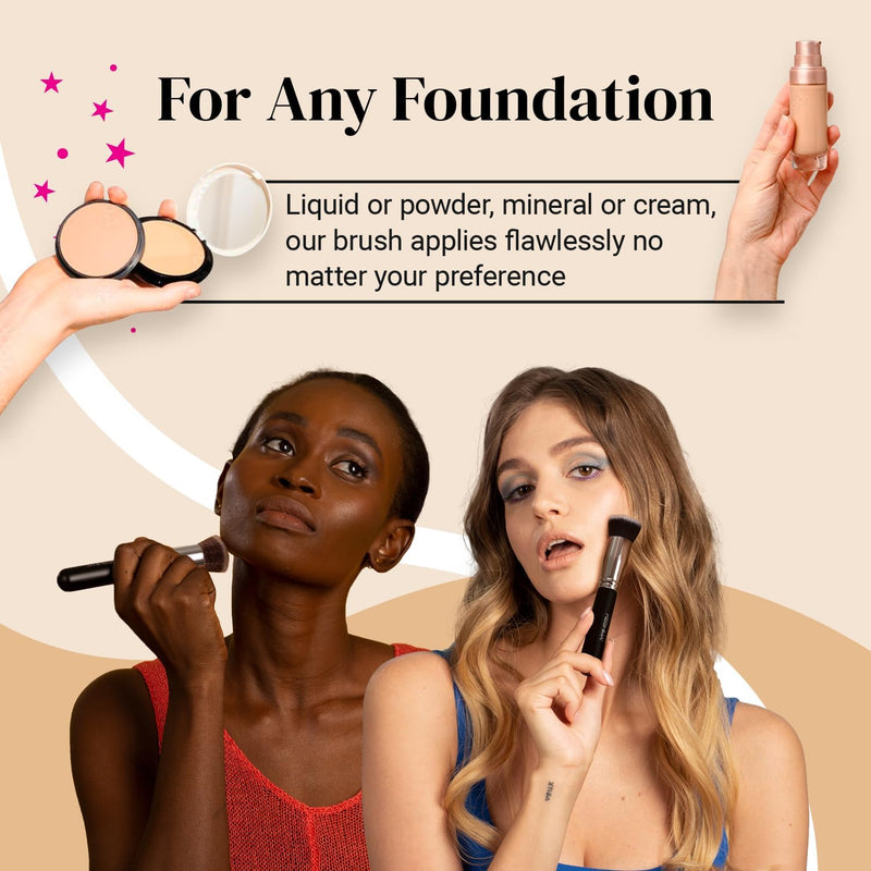KESHIMA Flat Top Retractable Makeup Brush - Premium Retractable Kabuki Brush, Blush Brush, Foundation Brush for Liquid Makeup, Powder and Cream