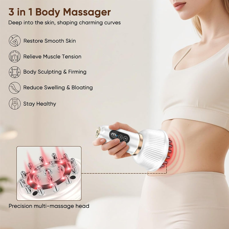 Body Sculpting Machine Lymphatic Drainage Massager & Anti Cellulite Massage Tool,with Microcurrent, Light Heat & Vibration for Legs, Arms & Belly, Body,Helps Reduce Cellulite