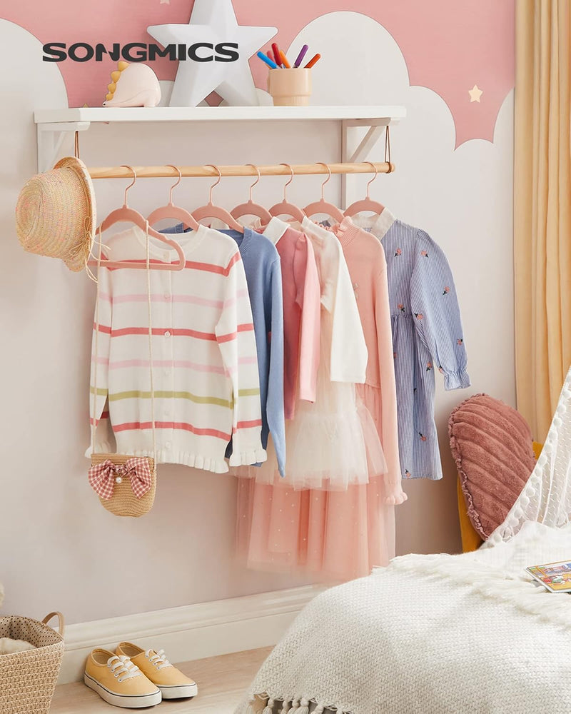 SONGMICS Baby Hangers, Pack of 50 kid’s Velvet Hangers with Rose Gold Hooks, Non-Slip Children’s Hangers for Clothes in Closet, Baby or Children's Coats, Light Pink CRF027P01