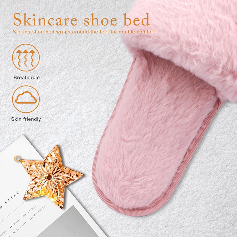 URbazaar Women‘s House Slippers Faux Fur Fashion Warm Shoes Woman Slippers Comfortable Home Furry Slippers,Lightweight Non Slip House Slippers For Cozy Indoor Outdoor