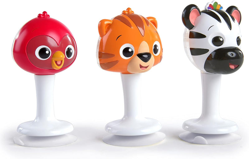 Baby Einstein Rattle & Jingle Trio High Chair Suction Toys Take-Along Musical RattleâSet Age 6 Months +, Multicolor, 3 Count - Rattle & Jingle