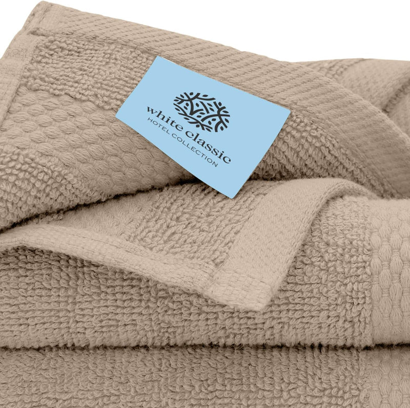 White Classic Luxury Cotton Washcloths - Small Hotel Spa Bathroom Face Towel | 12 Pack |