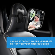Dorart Baby Essential Rear Facing Mirror for Back Seat/Child Safety Car Seat - Crystal Clear Reflection via Crash-tested & Shatterproof Rear View Convex Mirror