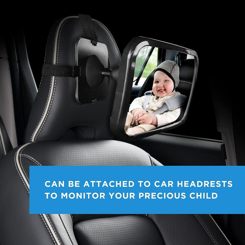 Dorart Baby Essential Rear Facing Mirror for Back Seat/Child Safety Car Seat - Crystal Clear Reflection via Crash-tested & Shatterproof Rear View Convex Mirror