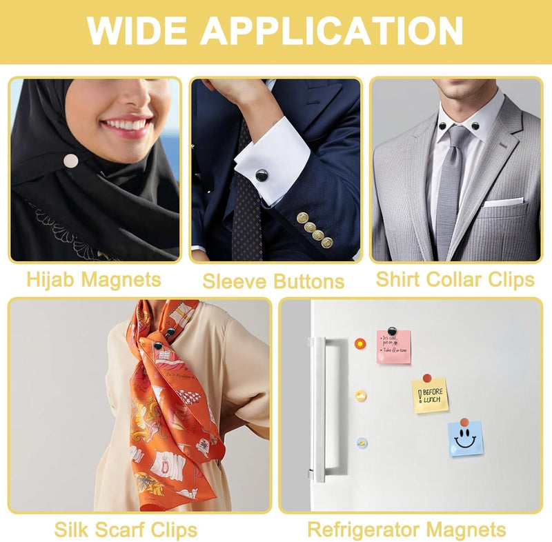 Multi-Use Hijab Magnetic Pins Set - 6 Pairs, Colorful Hijab Magnets for Women, Pinless and Commercial Strength(Cylinder, Heart, Flower)