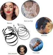 Shining Diva Fashion 6 Pcs Combo Hair Band for Men Boys Women Girls Kids Black Metal Hairband Headbands Sports Yoga Face Wash Facial Hair Accessories (15905HB)