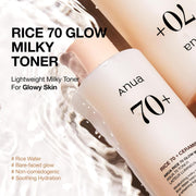 Rice 70 Glow Milky Toner, for Glass Skin, Rice Water, Niacinamide, Ceramides, Panthenol, Non comedogenic, Fungal Acne Safe, Korean Skin Care, 250ml/8.45fl.oz.