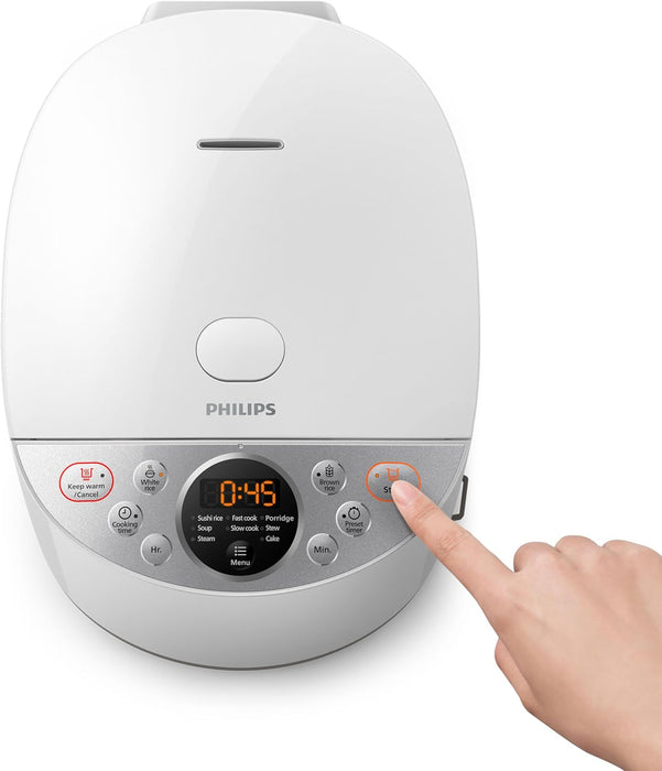 Philips Digital Rice Cooker - with Smart 3D heating, 1.8L, Automatic keep warm function - HD4515/55 (Renewed)