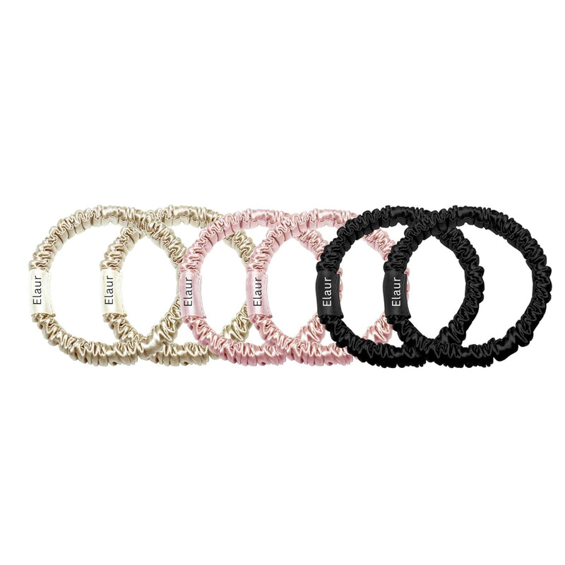 ELAUR Silk Scrunchies Satin for Women Girls | No Frizz No Crease | Soft Hair Accessories| Medium Hair Ties Scrunchy | Black Pink Grey Elastic Hair Band | Pack of 6 Colors (Blush)