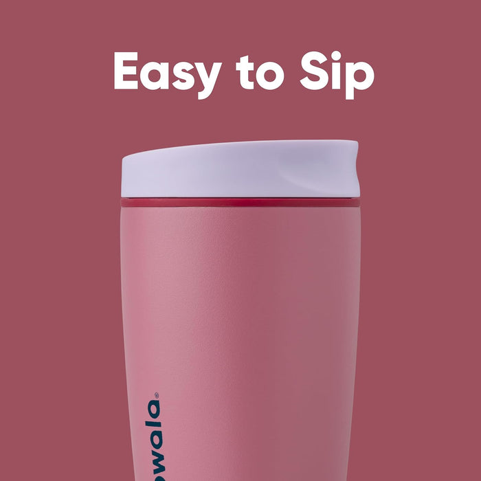 Owala SmoothSip Slider Insulated Stainless Steel Coffee Tumbler, Reusable Iced Coffee Cup, Hot Coffee Travel Mug, BPA Free 20 oz, Tan/White (Vanilla Bean)