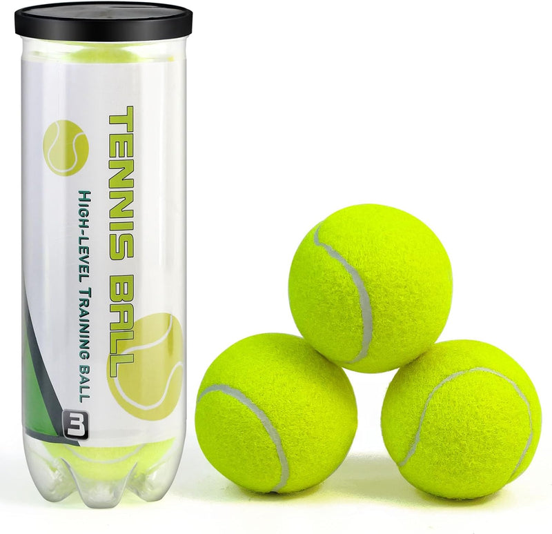 SKY-TOUCH Tennis Balls : 135cm High Bounce Practice Balls in Sealed Tub, 64mm Durable Design for Beginners Training, Casual Matches & Small Dog Play, Easy-Carry Container for Transport - 3Pcs