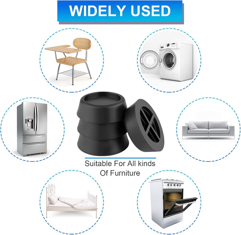 HSZJsto 8PCS Washer Dryer Stabilizer Pads Antivibration and Anti-Walk Pads - Anti Vibrant Pad- Excludes Walking Feet Reduces Vibration as Washing Machine Mat Pan Tray Stand Stabilizer Pedestal