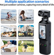 4K Pocket Sports Camera with WiFi & Touch Screen 270 Rotating Vlogging Cam, Time Lapse, Loop Recording, Built-in Mic & Speaker, 128GB TF Card Support Handheld Mini Video Camera for Travel & Vlog