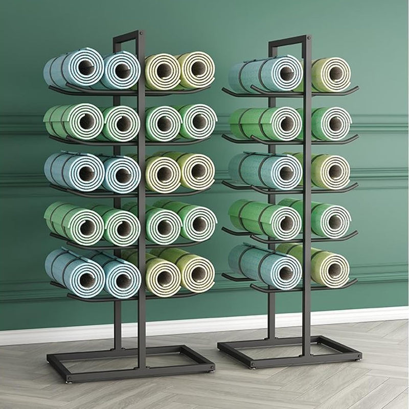 Large Standing Yoga Mat Storage Rack Home Gym Accessories, Metal Yoga Mat Holder, Hold 10/20 Foam Roller