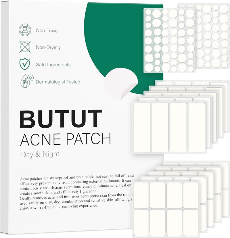 BUTBU 265 Pieces Pimple Pimple Pimple Patches Invisible Pimple Pimple Pimple Patches 2-in-1 with Tea Tree Oil Salicylic Acid Day and Night Waterproof and Breathable Get Rid of Acne Fast
