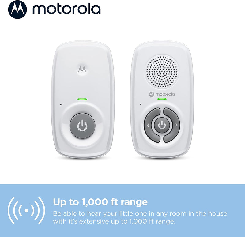 Motorola Nursery AM24 / MBP24 Audio Baby Monitor with Room Temperature Display, High Sensitivity Microphone and Two-Way Talk, White