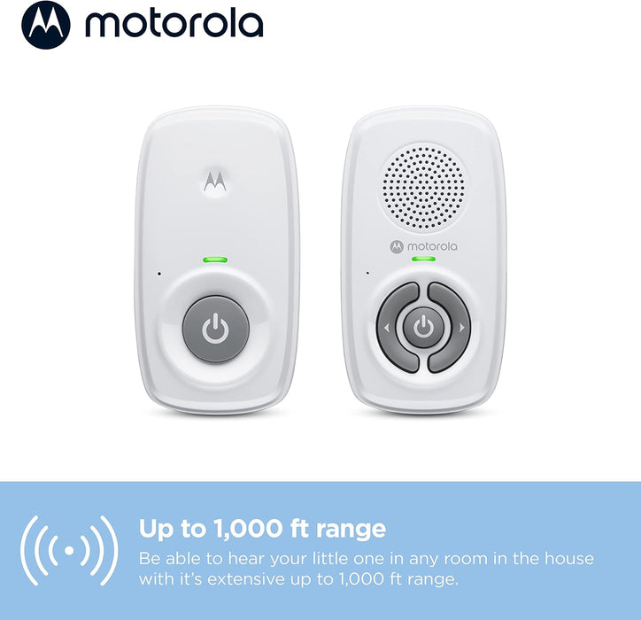 Motorola Nursery AM24 / MBP24 Audio Baby Monitor with Room Temperature Display, High Sensitivity Microphone and Two-Way Talk, White