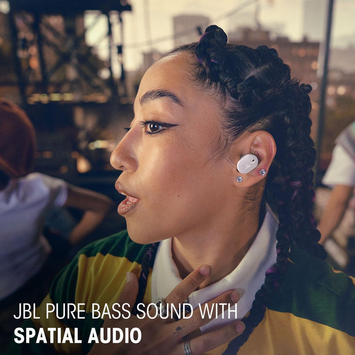 JBL Tune Buds True Wireless Noise Cancellling Earbuds, Pure Bass Sound, Bluetooth 5.3, LE Audio Support, Smart Ambient, 4-Mic Technology, 48H Battery, Water and Dust Resistant - White, JBLTBUDSWHT