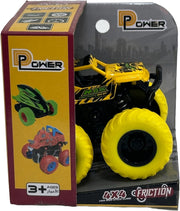 D-Power - Friction Powered Monster Truck Toys - Yellow 360 Stunt Flipping, No Batteries, Perfect Kids Gift 3+