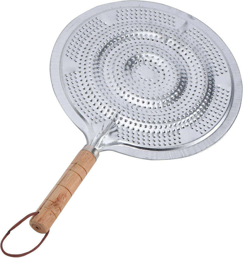 Delcasa DC3006 Simmer Ring with Wooden Handle, 21 cm Size, Silver - 21 cm