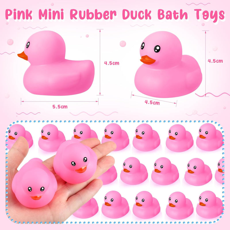 Hungdao 24 Pieces 2 Inch Mini Rubber Duck Bath Toys Squeaky Rubber Ducks Float Bathtub Ducks for Baby Shower Birthday Party Favors Classroom Carnival Prizes Car Decor Supplies (Blue)