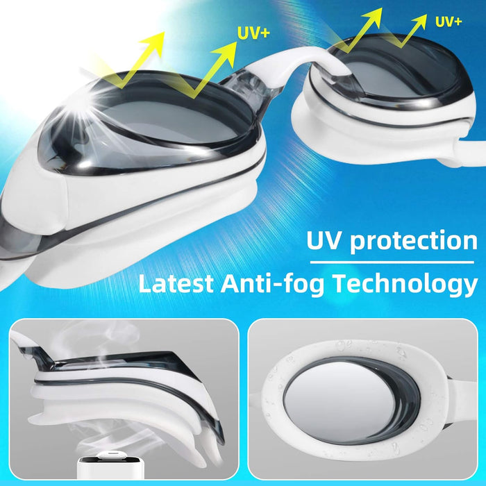 Seago Shortsighted Swimming Goggles Nearsighted Swim Goggles Anti Fog UV Protection Fit for Adult Men Women Youth Junior, No Leaking Clear Vision Pool Swim Glasses Tinted Flat Lens with 3 Nose Pieces